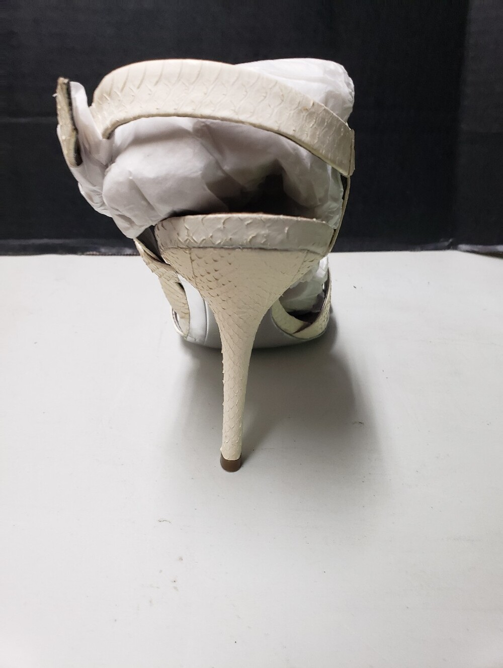 Sam Edelman Ivory Textured Leather Strappy High Heel Sandals "Abbott" - Picture 4 of 6
